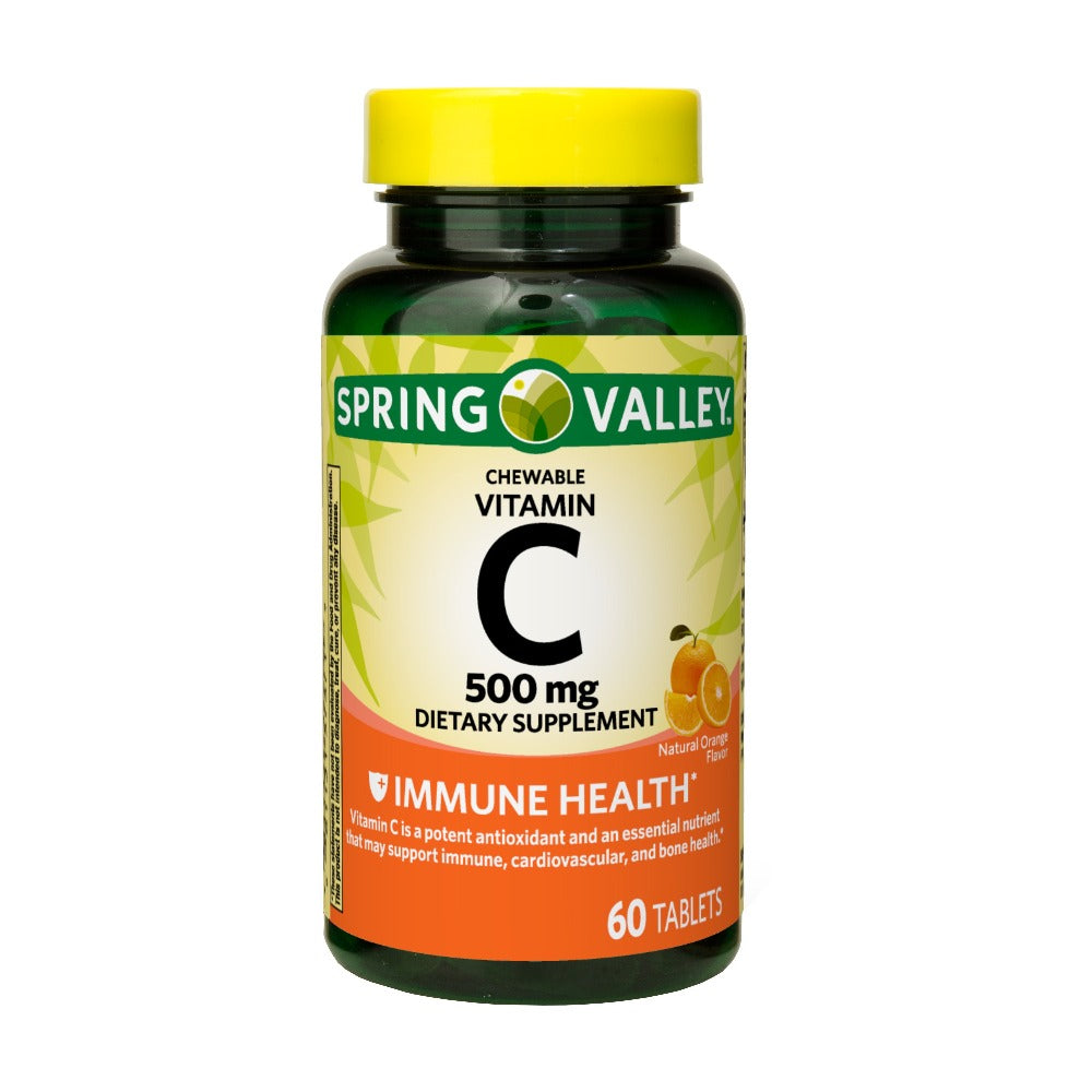 Spring Valley Vitamina C Masticable 500mg sabor naranja 60 comprimidos