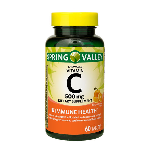 Spring Valley Vitamina C Masticable 500mg sabor naranja 60 comprimidos